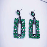 HIBRIDE Black Cubic Zircon Charm Drop Earrings E-739