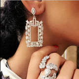 HIBRIDE Black Cubic Zircon Charm Drop Earrings E-739