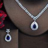 HIBRIDE Luxury Blue Water Drop AAA Cubic Zirconia Jewelry Set