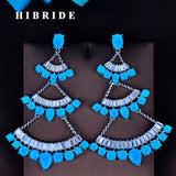 HIBRIDE Luxury Clear CZ Crystal Drop Earrings E-791