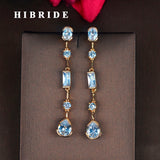 HIBRIDE Luxury Clear Full Cubic Zirconia Pear Cut Drop Earrings E-764