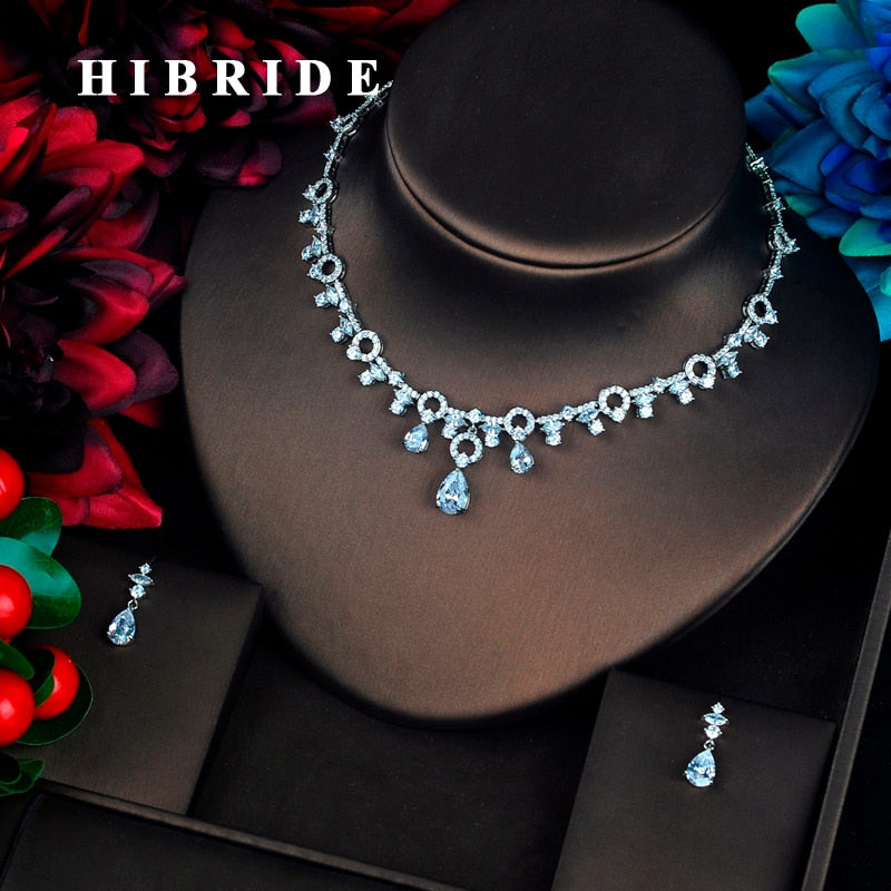 HIBRIDE Luxury Colorful Cubic Zirconia Bridal Jewelry Set