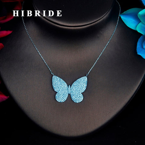 HIBRIDE Luxury Cubic Zircon Butterfly Pendant Necklace