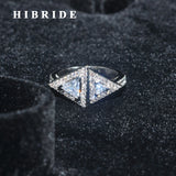 HIBRIDE Luxury Design Triangle Clear Cubic  Ring Rose Gold-Color Adjustable