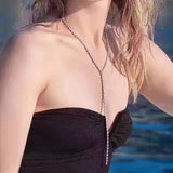 HIBRIDE European Style Cubic Zircon White Gold Color Pendant Necklace