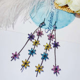 HIBRIDE Flower Design Long Drop Earrings E-946