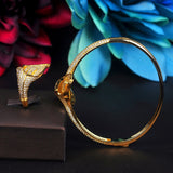 HIBRIDE Luxury Flower Design Micro CZ Pave Cuff Bangles&Bracelets B-123