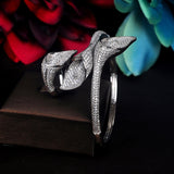 HIBRIDE Luxury Flower Design Micro CZ Pave Cuff Bangles&Bracelets B-123