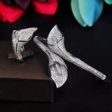 HIBRIDE Luxury Flower Design Micro CZ Pave Cuff Bangles&Bracelets B-123