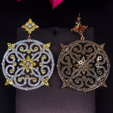 HIBRIDE Flower Shape Gold Cubic Zirocnia Earrings E-714