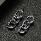 HIBRIDE Luxury Geometric Design Full Mirco Paved AAA Cubic Zirconia Earrings E-573