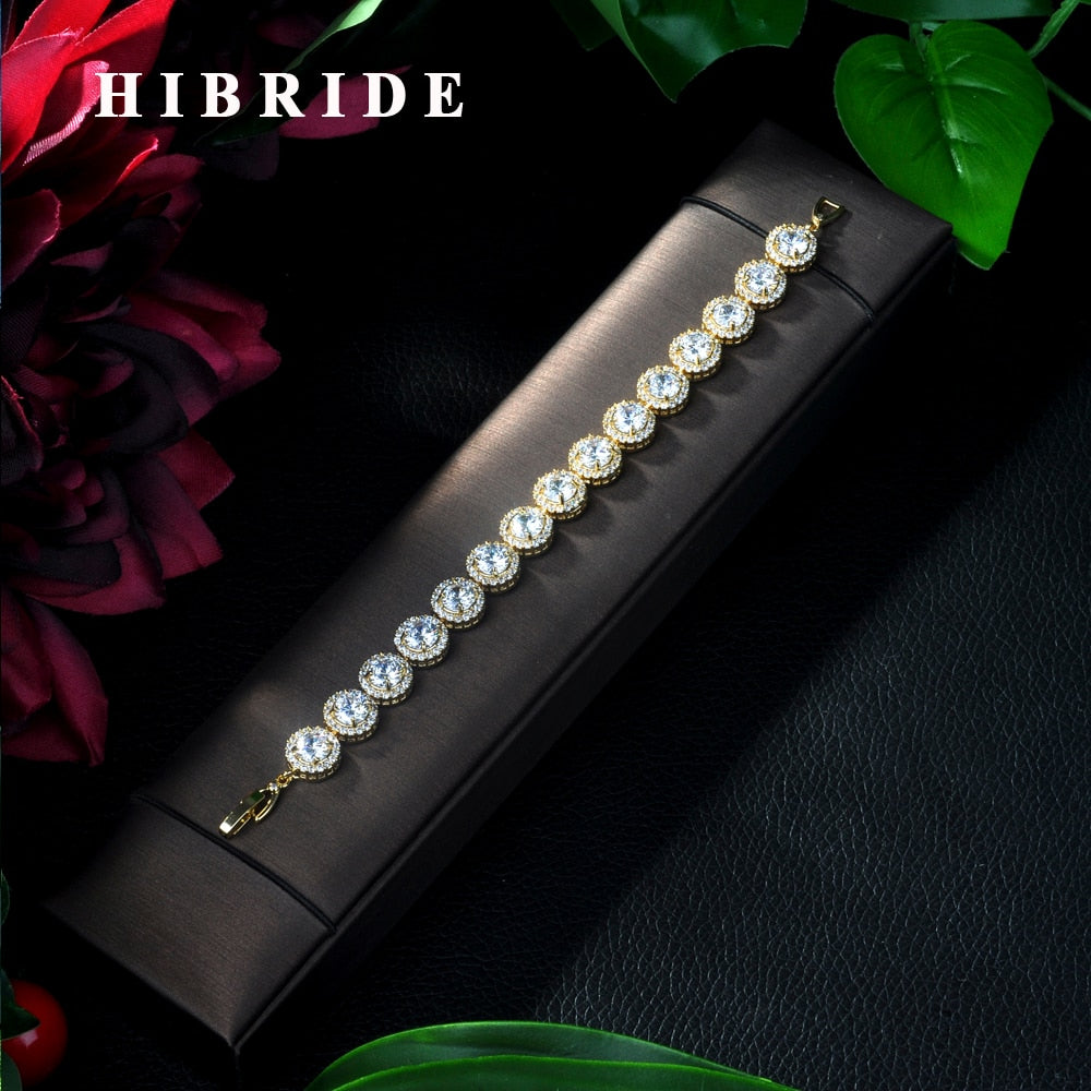 HIBRIDE Bangles Bracelets With Oval Zircon Stone Zirconia Crystal B-03