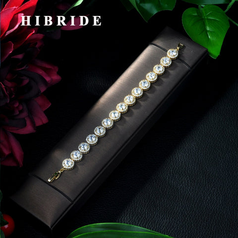 HIBRIDE Bangles Bracelets With Oval Zircon Stone Zirconia Crystal B-03