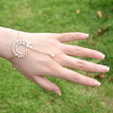 HIBRIDE Luxury Leaf Design CZ Stone Bridal Bracelets&Bangles Trendy Crystal Charm