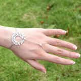 HIBRIDE Luxury Leaf Design CZ Stone Bridal Bracelets&Bangles Trendy Crystal Charm