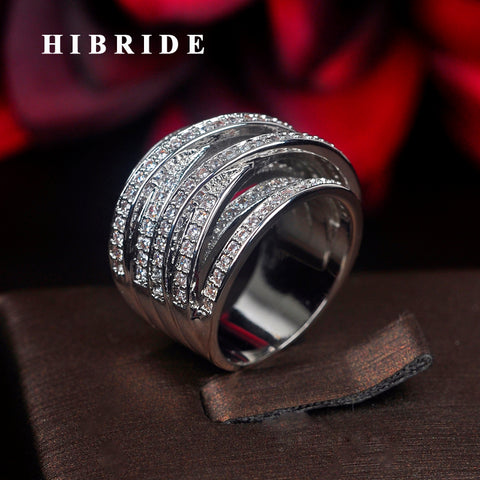 HIBRIDE Luxury Micro CZ Stone Pave Rings