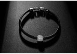 HIBRIDE Austrian Crystal Bangles&Bracelets Simple Black Leather Bracelet