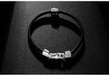 HIBRIDE Austrian Crystal Bangles&Bracelets Simple Black Leather Bracelet