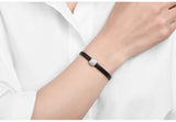 HIBRIDE Austrian Crystal Bangles&Bracelets Simple Black Leather Bracelet