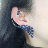 HIBRIDE Luxury Blue Color AAA Cubic Zircon Water Drop Ear Cuff Women Earrings Single Piece E-808