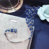 HIBRIDE Luxury Blue Color AAA Cubic Zircon Water Drop Ear Cuff Women Earrings Single Piece E-808