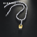 HIBRIDE Luxury Square Shape Yellow Color Pendant Necklace