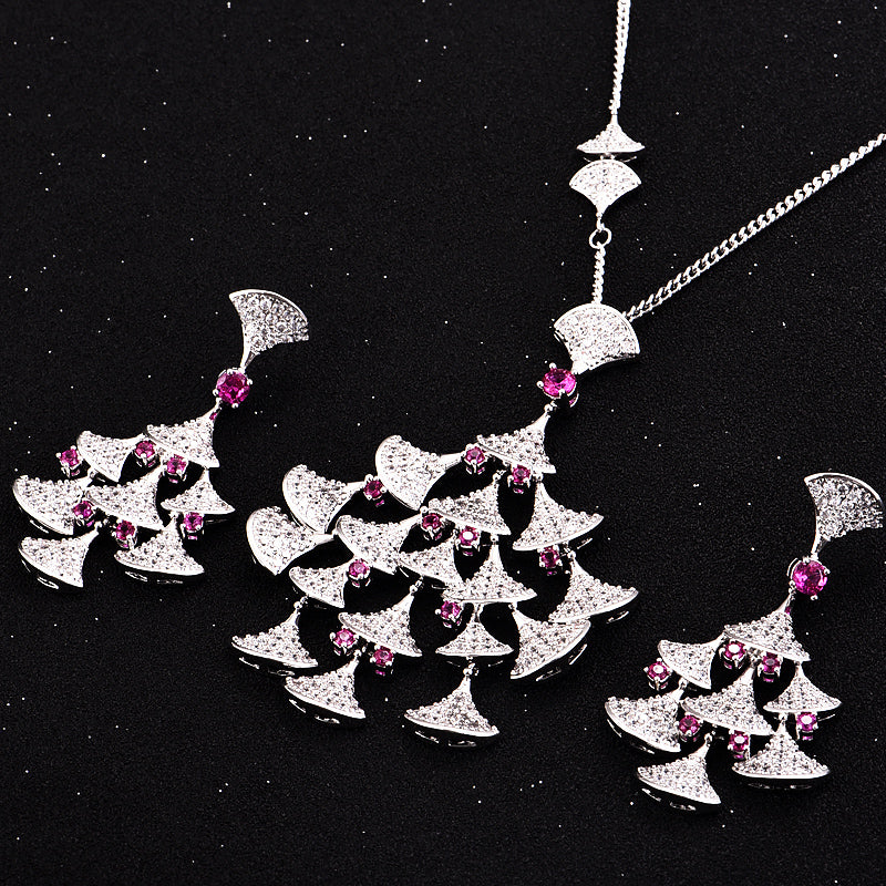 HIBRIDE White Gold Color Long Link Chain Necklace Sets