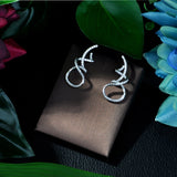 HIBRIDE Winding Lines Geometry Mirco Paved Microl Zirconia Naija Stud Earring Bijoux Femmel E-75