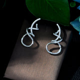 HIBRIDE Winding Lines Geometry Mirco Paved Microl Zirconia Naija Stud Earring Bijoux Femmel E-75