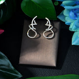 HIBRIDE Winding Lines Geometry Mirco Paved Microl Zirconia Naija Stud Earring Bijoux Femmel E-75