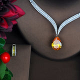 HIBRIDE Yellow Water Drop Cubic Zirconia Necklace Set