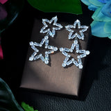 HIBRIDE Marquise Cut Pentagram Zirconia Crystal Long Dangle Drop Earrings