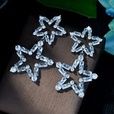 HIBRIDE Marquise Cut Pentagram Zirconia Crystal Long Dangle Drop Earrings