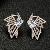 HIBRIDE Square Shape Stud Earrings Cubic Zircon Crystal African Dubai Silver E-578