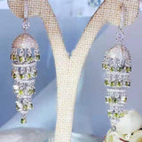 HIBRIDE AAA Cubic Zircon Pave Long Drop Tassel Earrings E-14