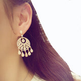 HIBRIDE AAA Cubic Zirconia Gold Big Pendant Drop Earring E-657