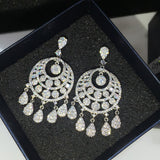 HIBRIDE AAA Cubic Zirconia Gold Big Pendant Drop Earring E-657