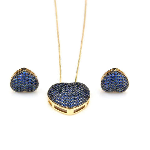 HIBRIDE Gold Multi Colors Cubic Zirconia Fashion Earrings Necklace Jewelry Set