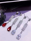 HIBRIDE White And Red Water Drop Cubic Zircon Drop Earrings E-415