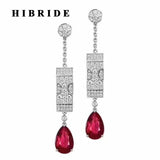 HIBRIDE White And Red Water Drop Cubic Zircon Drop Earrings E-415