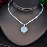 HIBRIDE New Beauty Big Flower Design White Gold Color Bridal Jewelry Sets