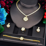 HIBRIDE New Beauty Big Flower Design White Gold Color Bridal Jewelry Sets