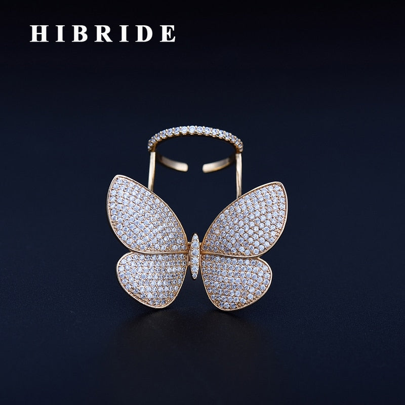 HIBRIDE Clear Butterfly Open Ring