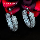 HIBRIDE Clear Micro Cubic Zirconia Pave Stud Earrings E-842