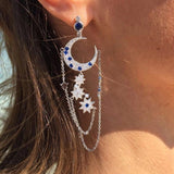 HIBRIDE Star&Moon Shape Dangle Earrings  E-428