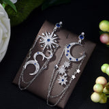 HIBRIDE Star&Moon Shape Dangle Earrings  E-428