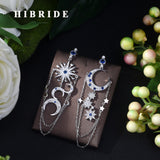 HIBRIDE Star&Moon Shape Dangle Earrings  E-428