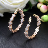 HIBRIDE Irregular Baguette Hoop Earrings Mix Color AAA CZ Crystal Statement Jewelry E-446