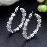 HIBRIDE Irregular Baguette Hoop Earrings Mix Color AAA CZ Crystal Statement Jewelry E-446
