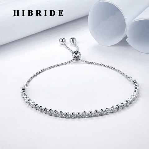 HIBRIDE New Fashion Round Crystal Cubic Zircon Tennis Bracelets